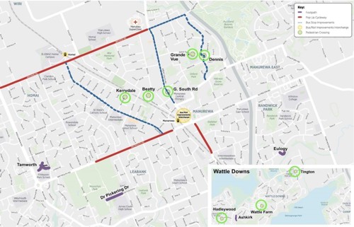 Map showing proposed location of cycle separator on Weymouth Road and Great South Road