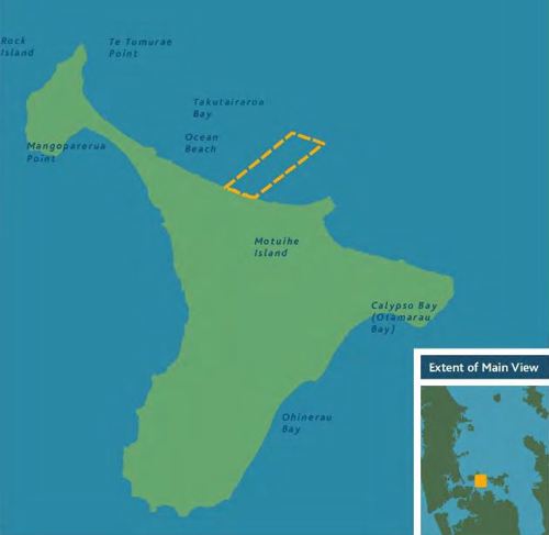 Motuihe Ocean Beach access lane map
