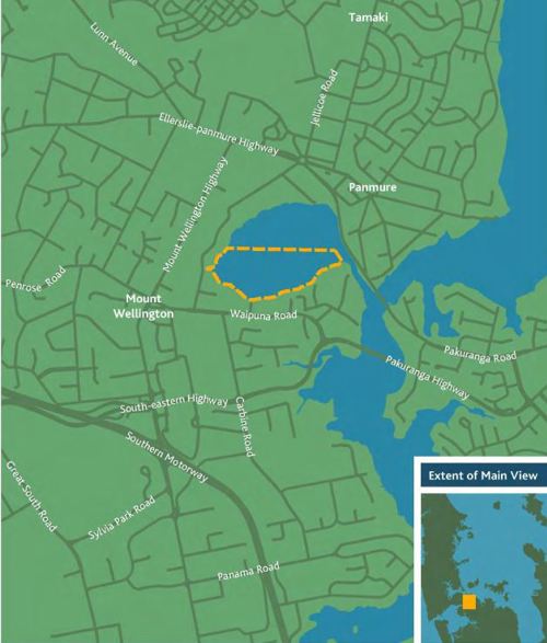 Panmure Basin water ski area map