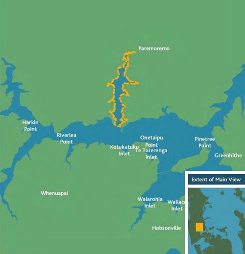 Paremoremo Creek water ski area map