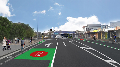 Artists impression of the Lake Road /Jutland Road improvements.