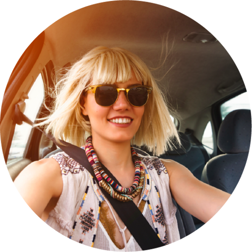Young women driving