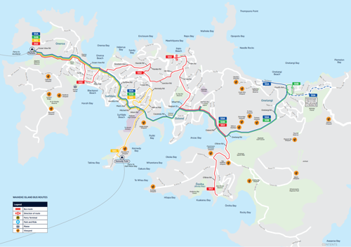 Map of Waiheke Island bus routes