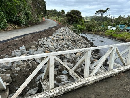 Image showing rock protection at Waiti Bridge, Bethells Beach