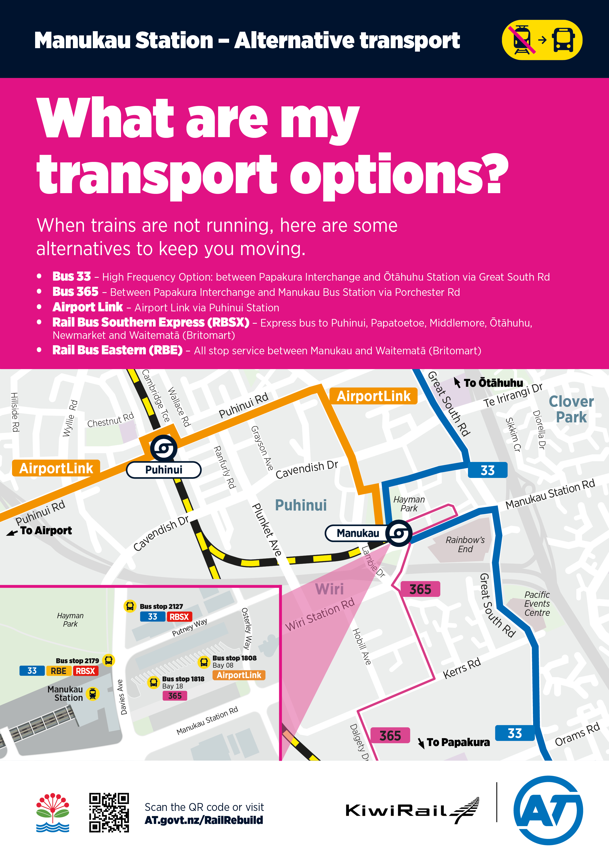Manukau Train Station - Alternative transport map