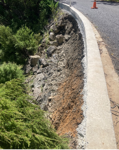 Slip site off the side of Shoal Bay Road
