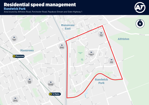 A map of the Randwick Park Residential Speed Management programme priority area.