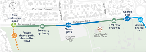 Map of proposed bike path on Robertson Road