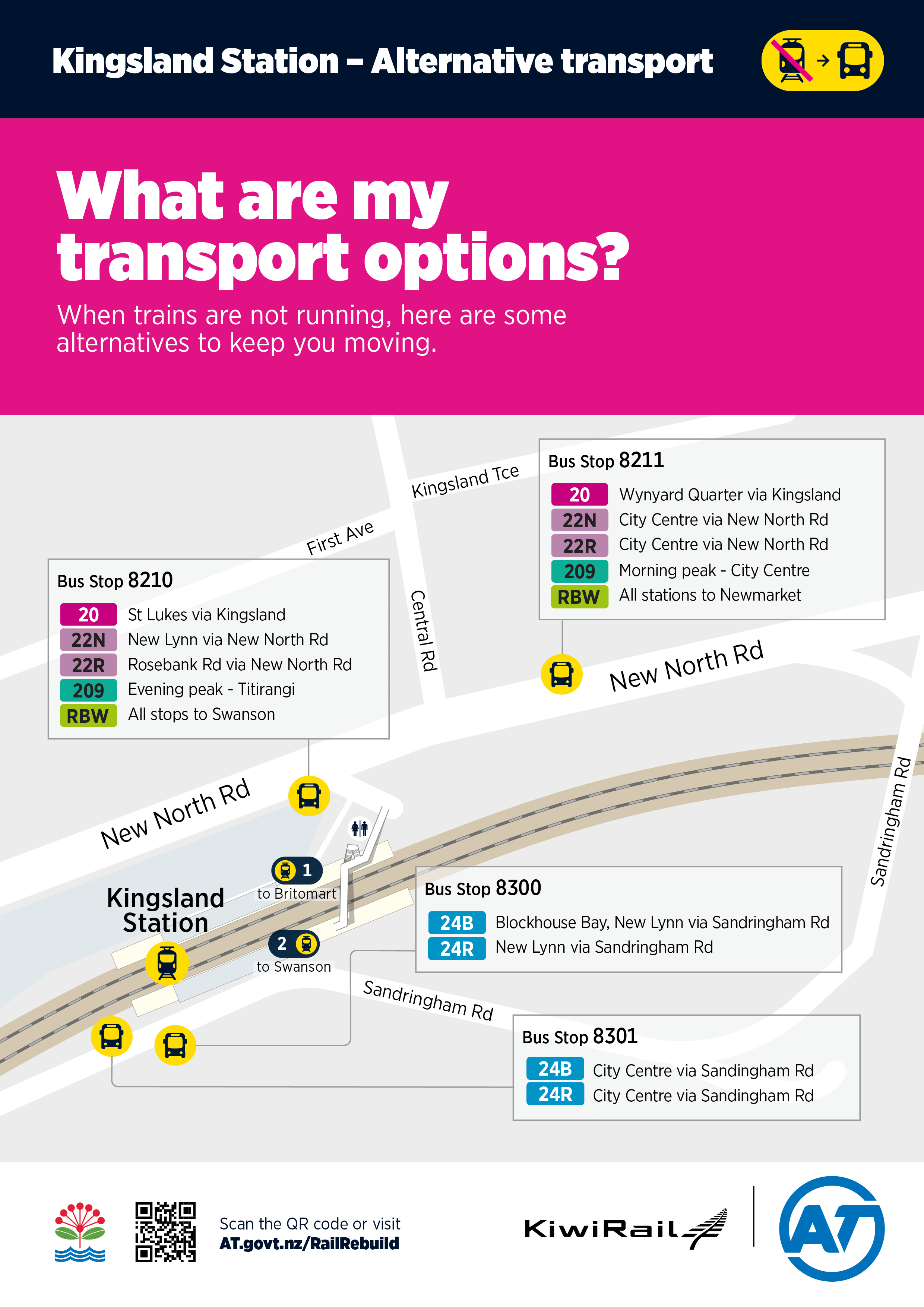 Kingsland Train Station - Alternative transport map