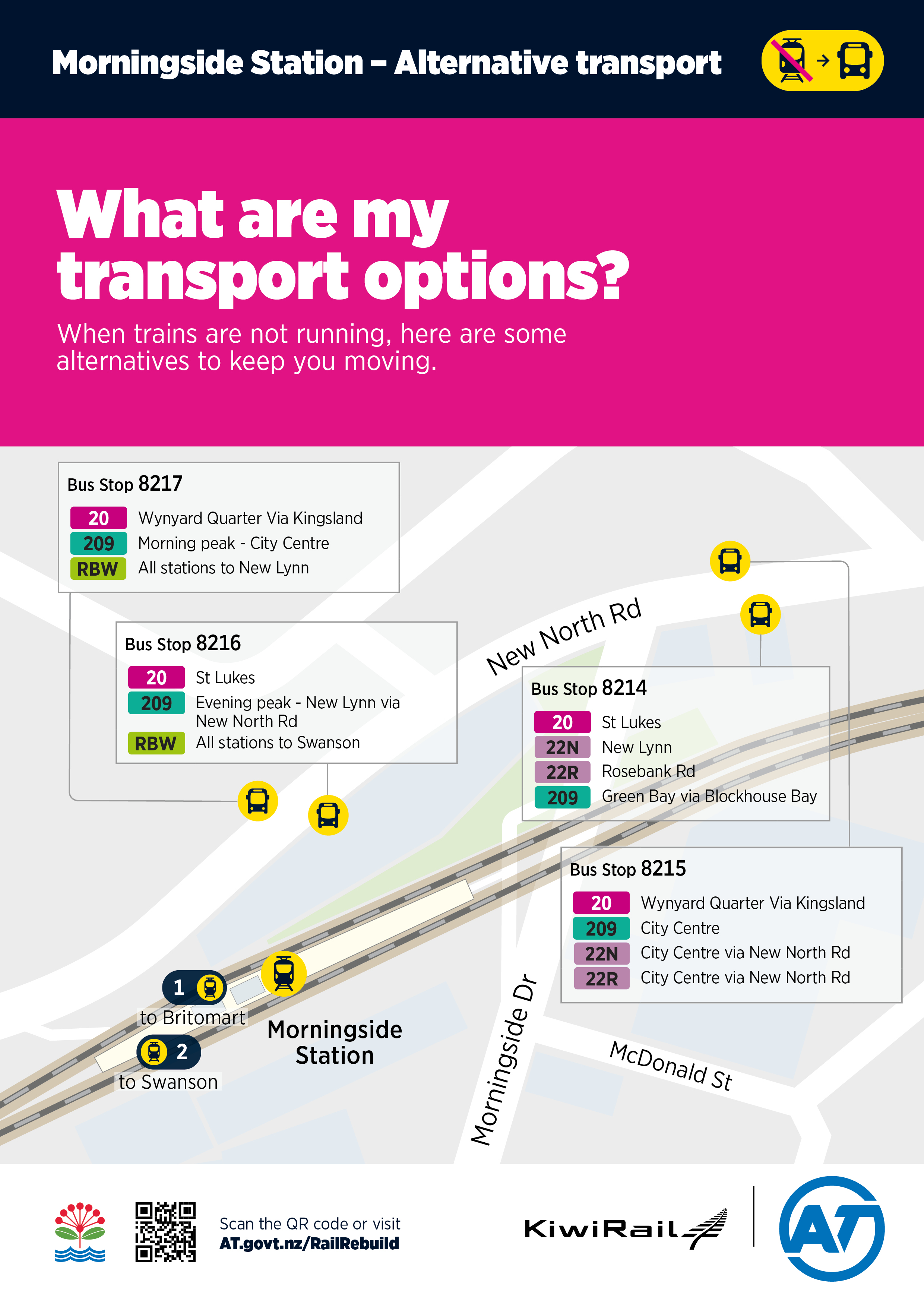 Morningside Train Station - Alternative transport map