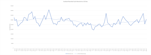 A table of data for cycling counter data in May 2025.