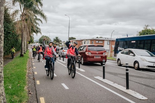 Children riding bikes on cycleway