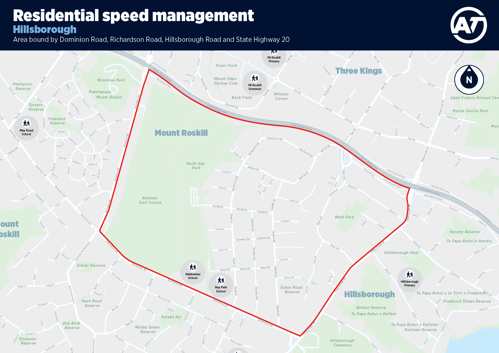 A map of the Hillsborough Residential Speed Management programme priority area.