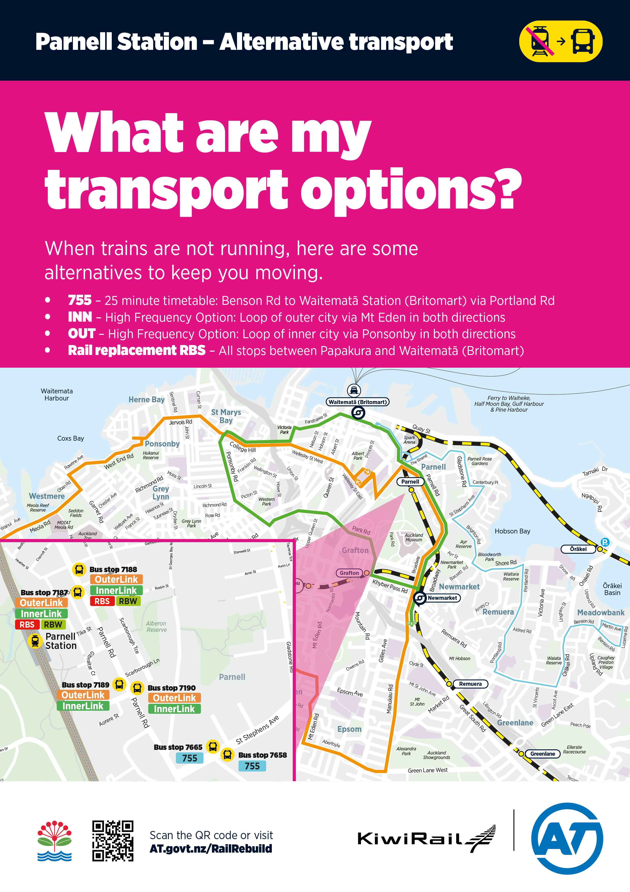 Parnell Train Station - Alternative transport map