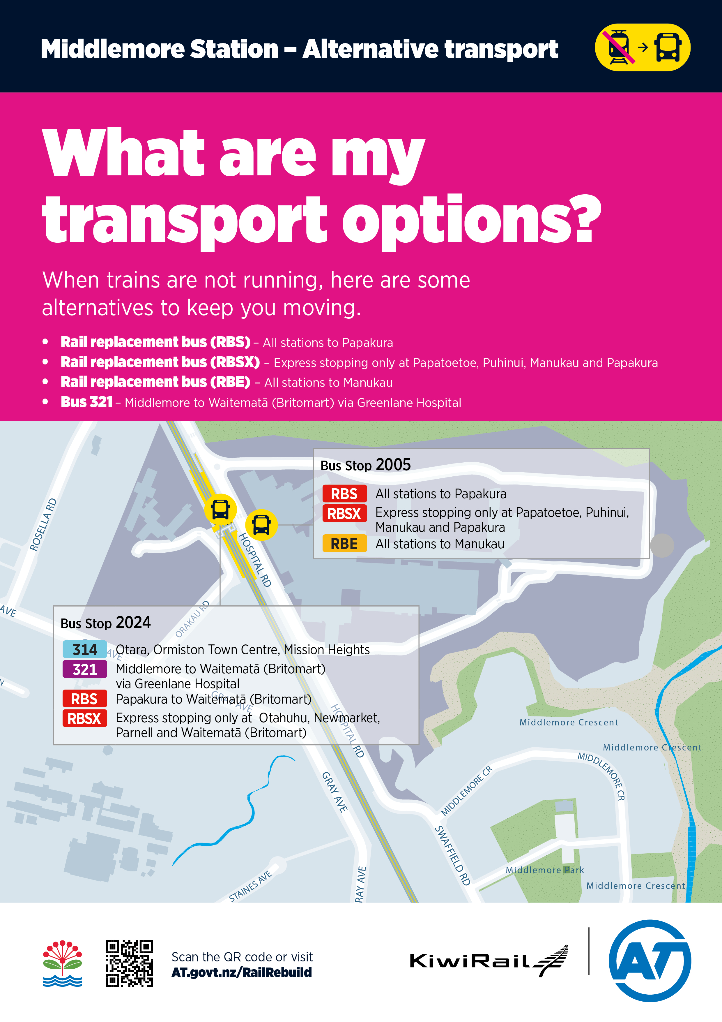 Middlemore Train Station - Alternative transport map