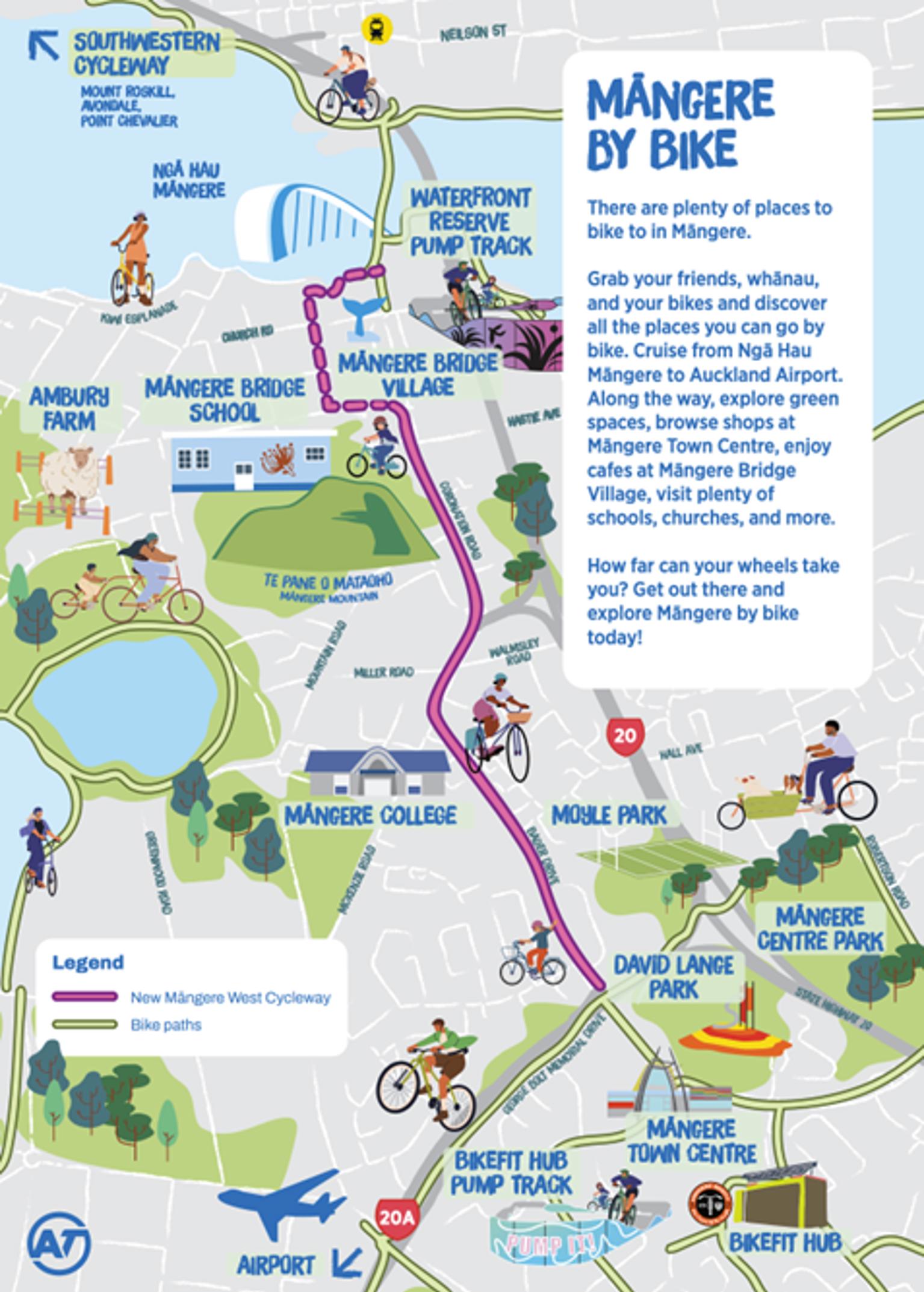 Māngere by bike map.