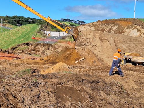 Building the new road next to the slip