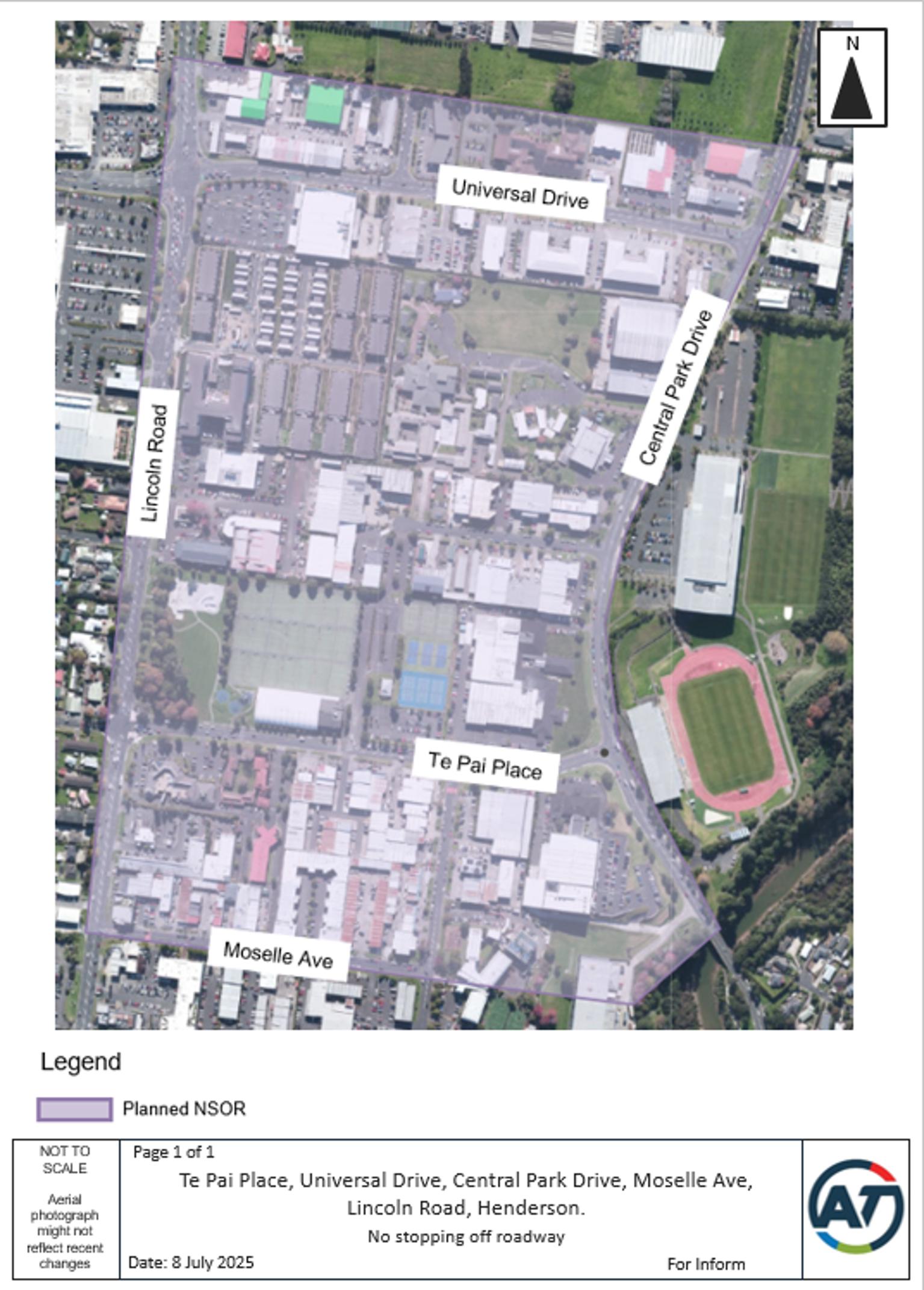 Detailed drawing of proposed changes to Te Pai Place and Universal Drive, Onehunga.