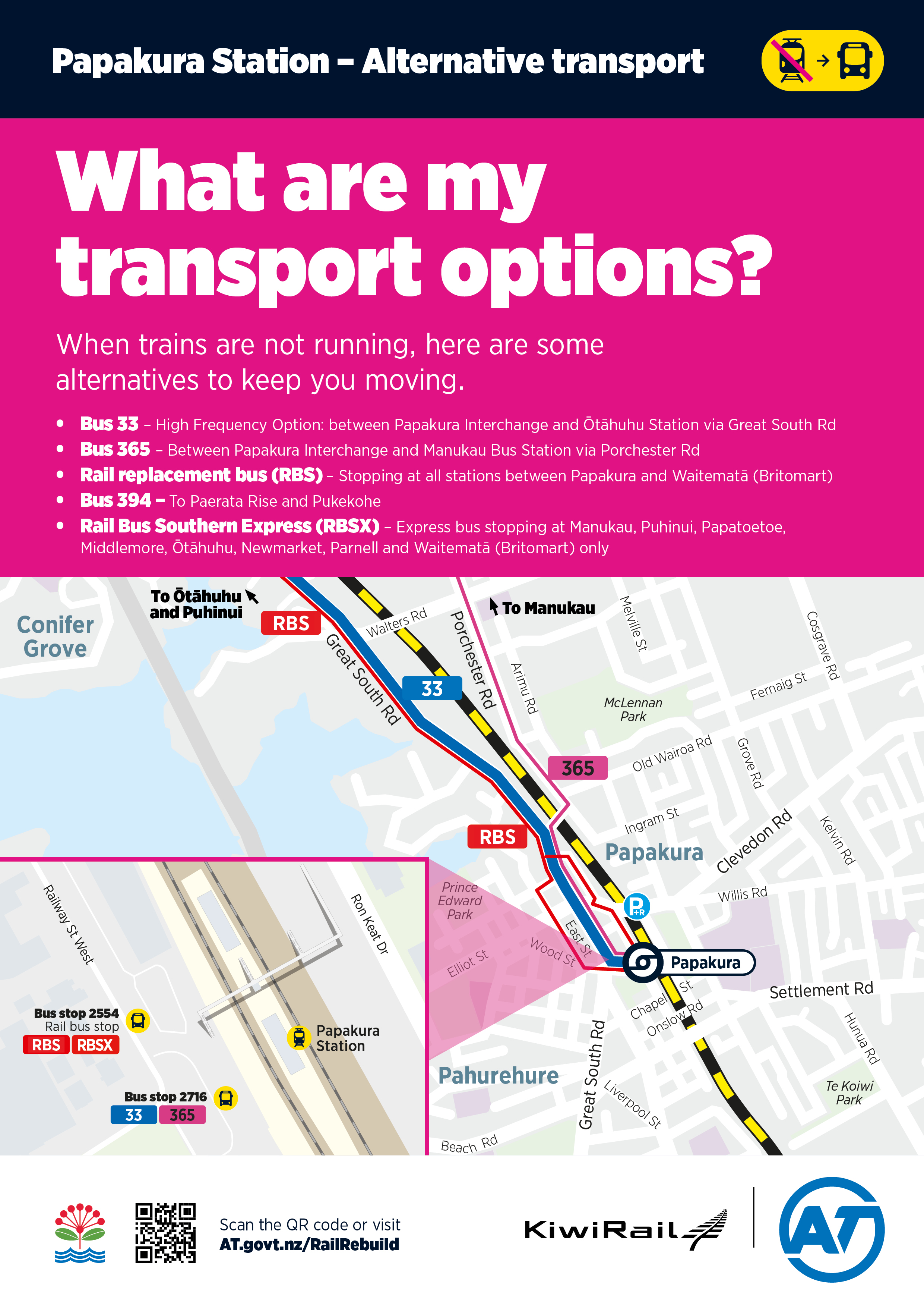 Papakura Train Station - Alternative transport map