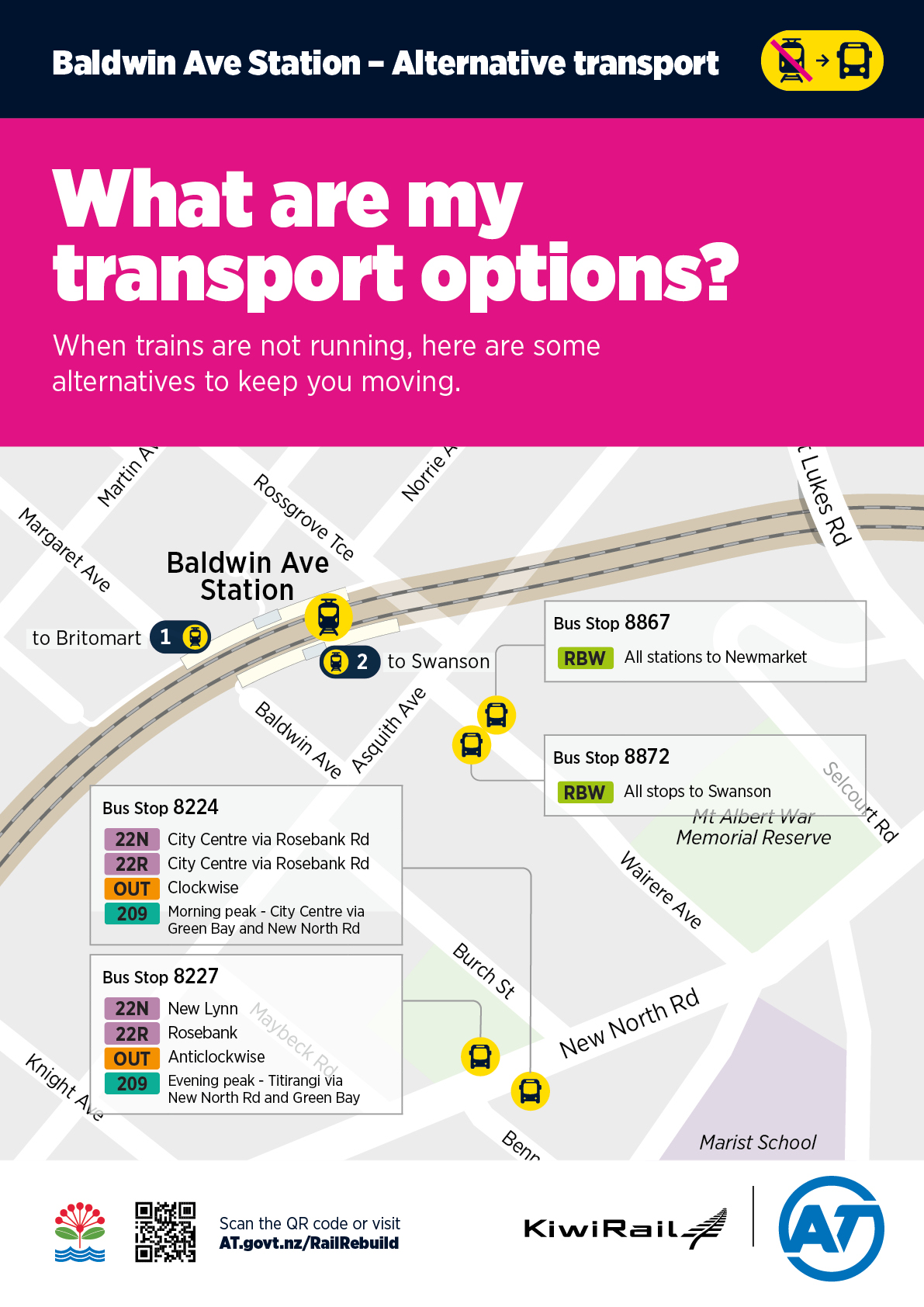 Baldwin Avenue station - Alternative transport map