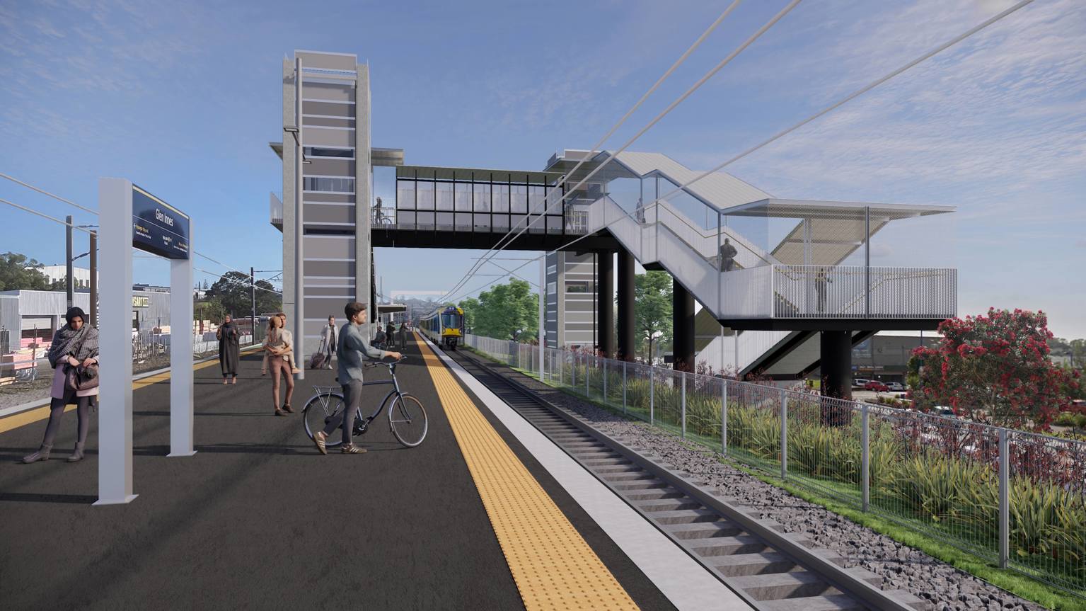 An artist's render of the Glen Innes Station pedestrian overbridge.