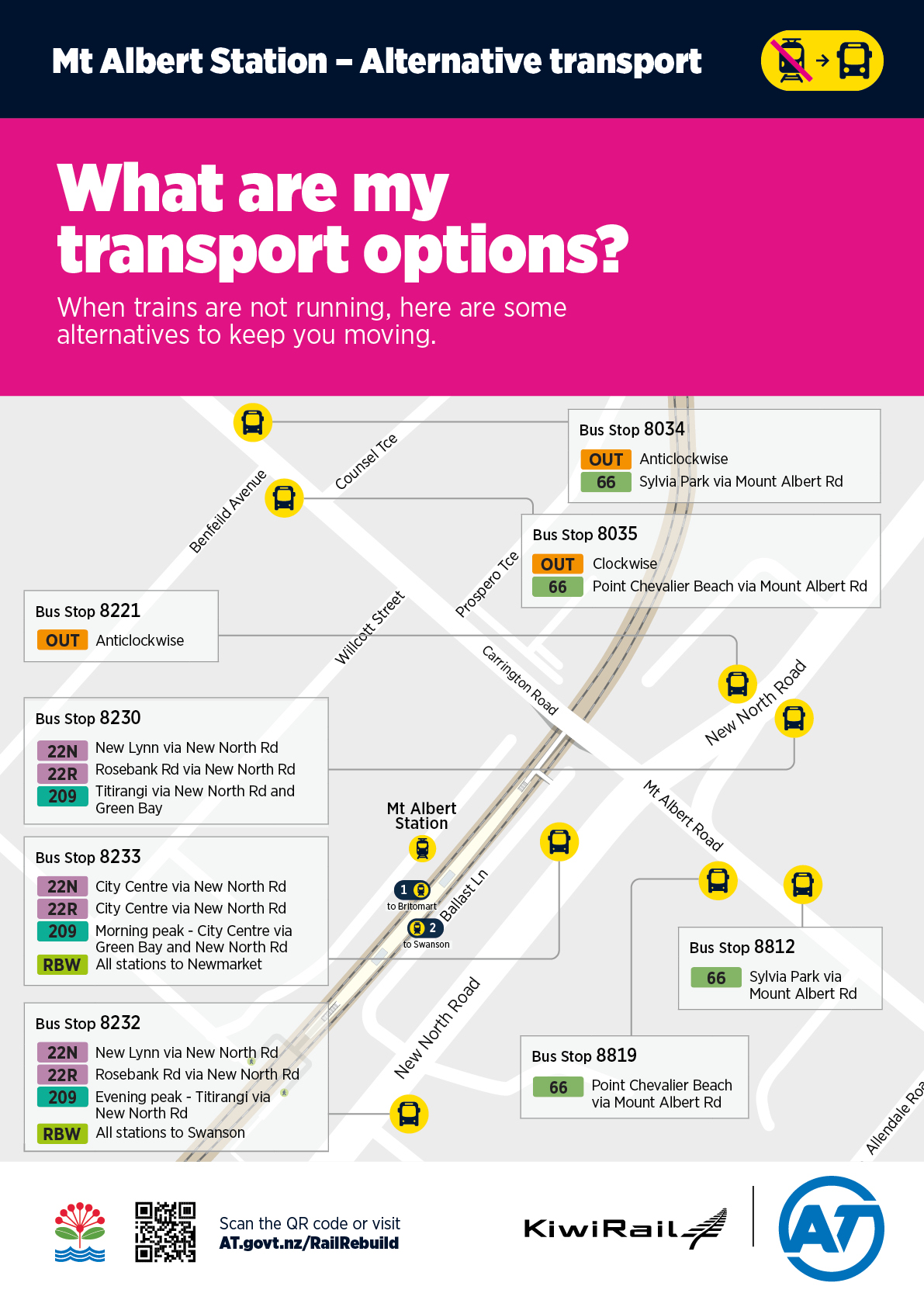 Mount Albert Station - Alternative transport map